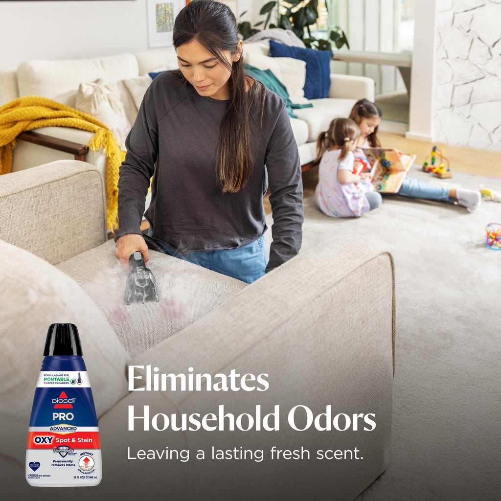 BISSELL Advanced Pro Oxy Spot and Stain Cleaner with StainProtect - Portable Deep Cleaning Formula, Fresh Scent, Removes Stains, Eliminates Odors, and Shield Carpets, 32 fl oz, 2038W - 2-Pack