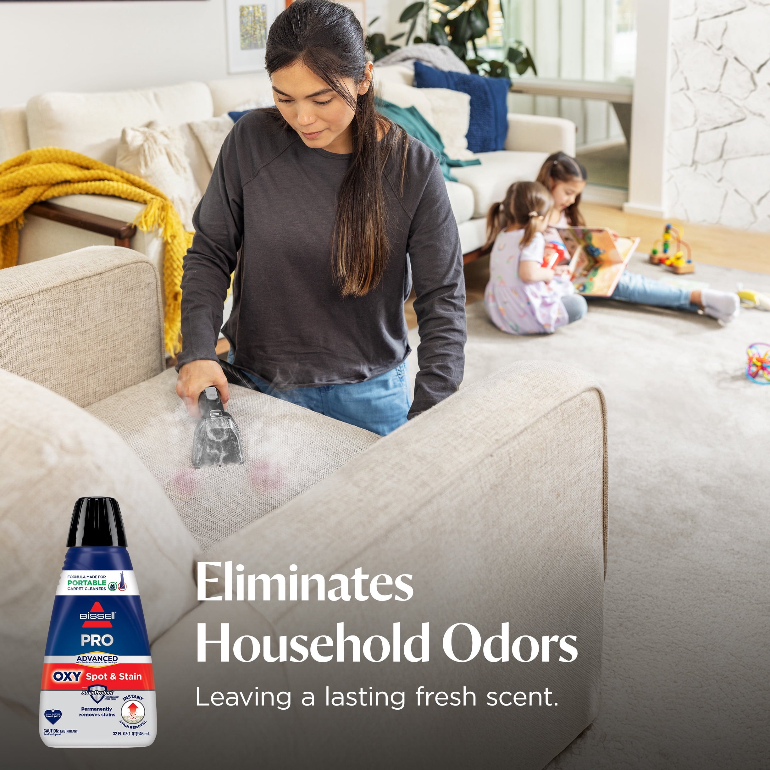 BISSELL Advanced Pro Oxy Spot and Stain Cleaner with StainProtect - Portable Deep Cleaning Formula, Fresh Scent, Removes Stains, Eliminates Odors, and Shield Carpets, 32 fl oz, 2038W - 2-Pack