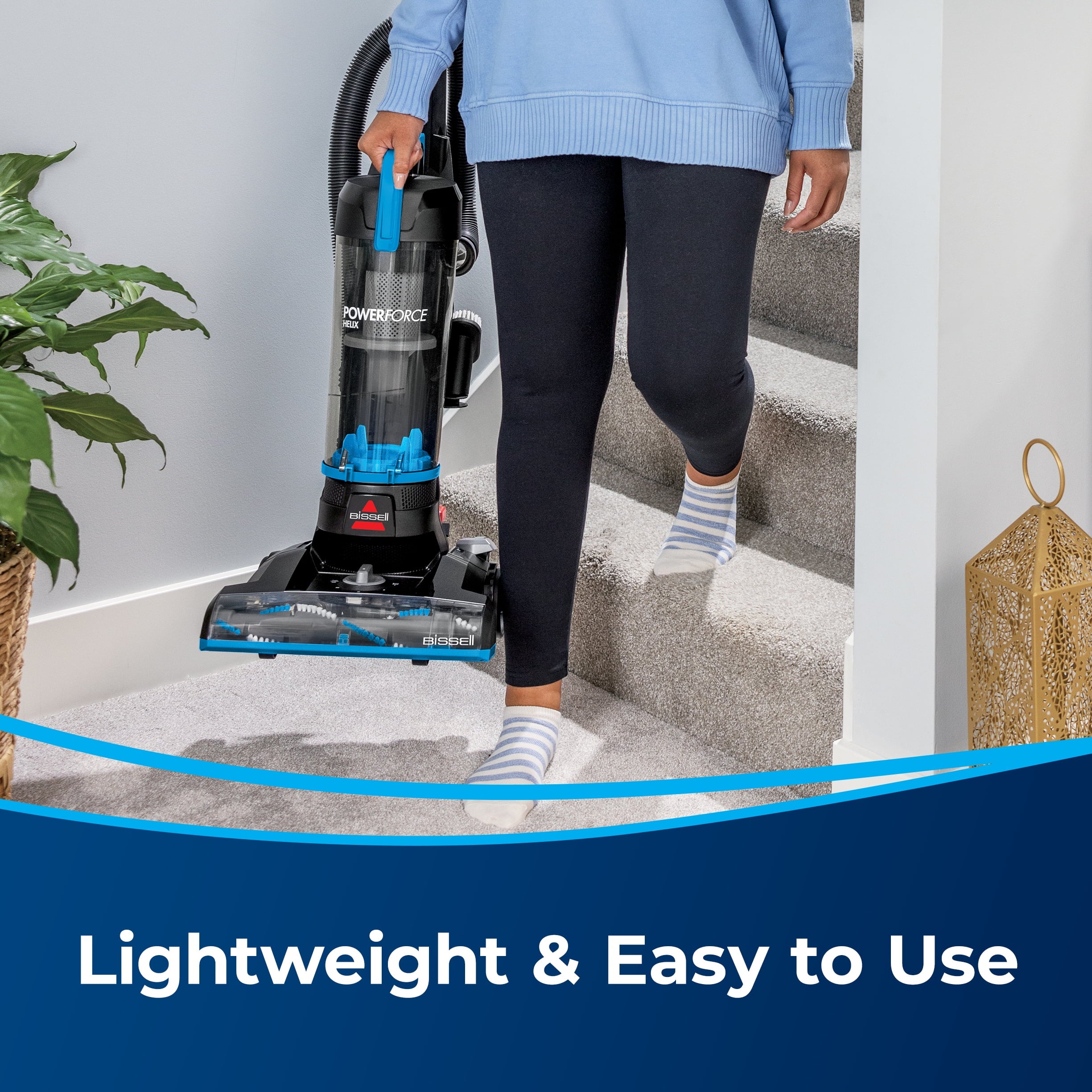 BISSELL PowerForce Helix - Bagless, Upright Vacuum, Pet Friendly, Scatter-Free Technology, Helix Dirt Separation System, Lightweight, 3313, Blue & Black