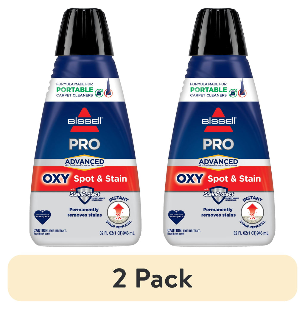 BISSELL Advanced Pro Oxy Spot and Stain Cleaner with StainProtect - Portable Deep Cleaning Formula, Fresh Scent, Removes Stains, Eliminates Odors, and Shield Carpets, 32 fl oz, 2038W - 2-Pack