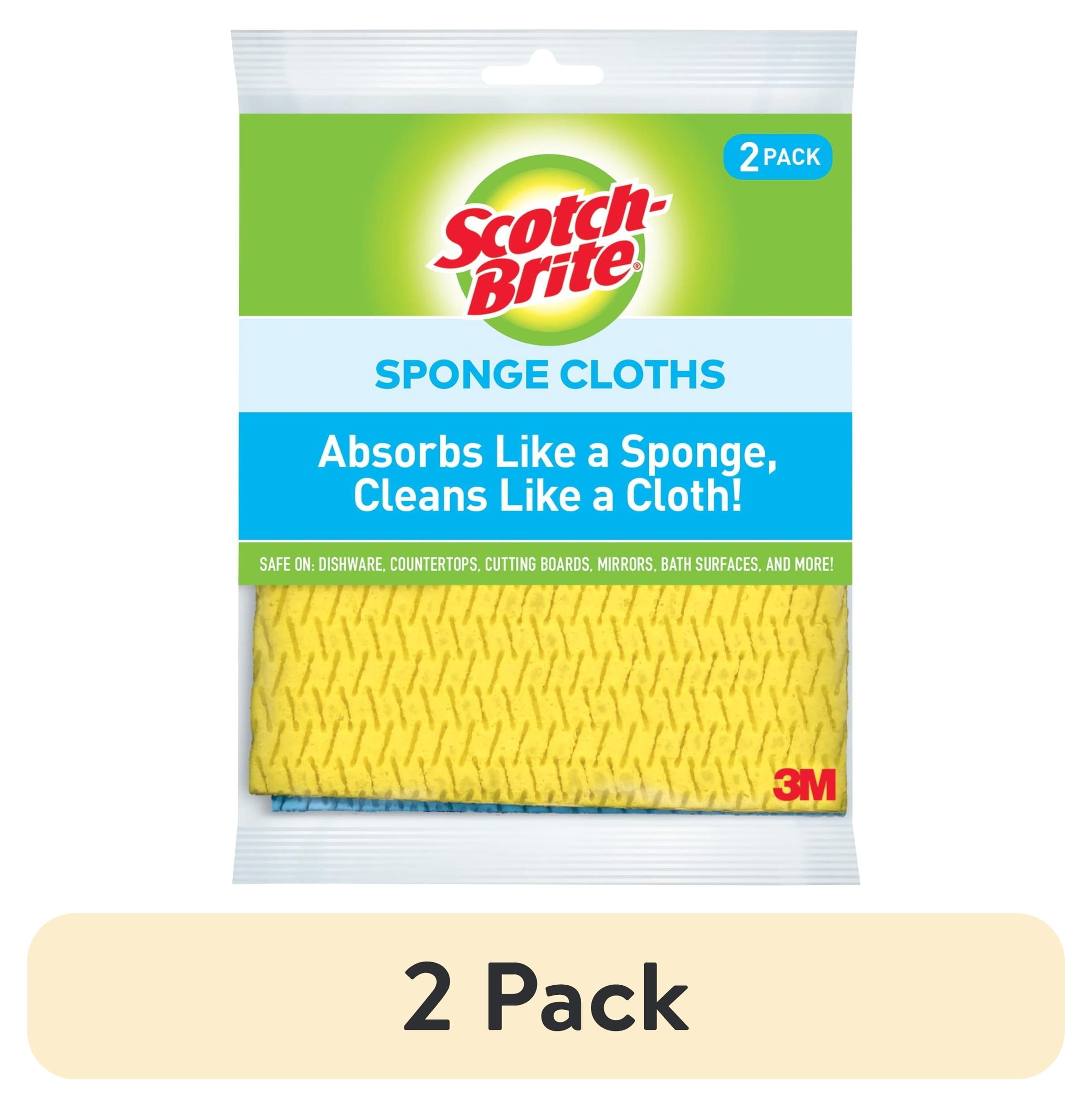 Scotch-Brite Sponge Cloth - Alternative to Towels, Multicolor, 2 Clothes - 2-Pack