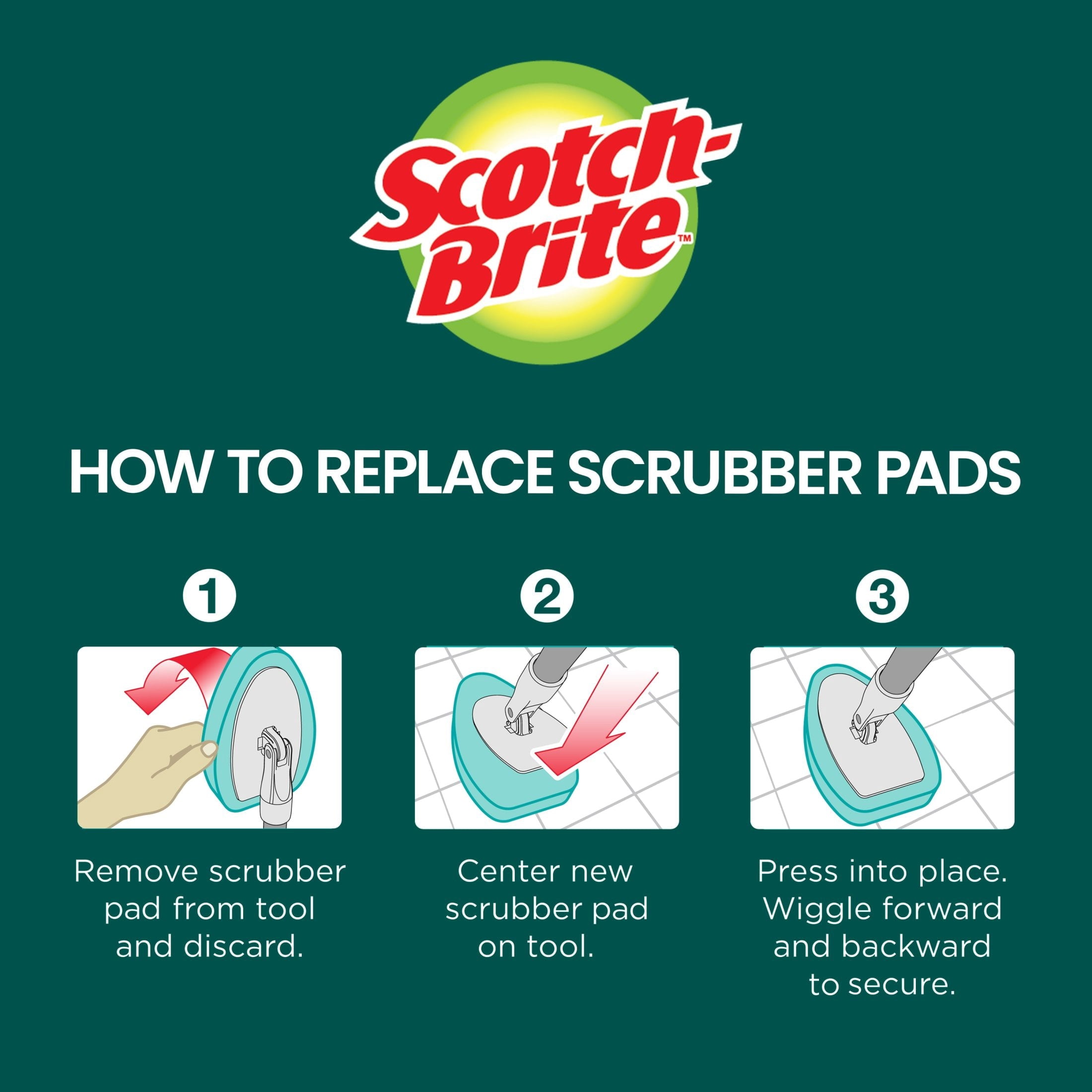 Scotch-Brite Extendable Tub & Tile Scrubber Kit - 1 Handle and 3 Non-Scratch Scrubber Pads