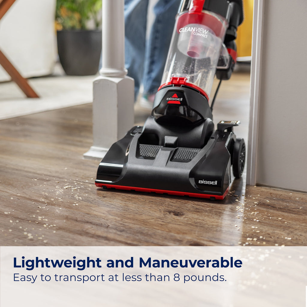 BISSELL CleanView Compact Bagless Upright Vacuum with Scatter-Free Technology - Powerful Suction, Extended Reach, Model 3508T, Red