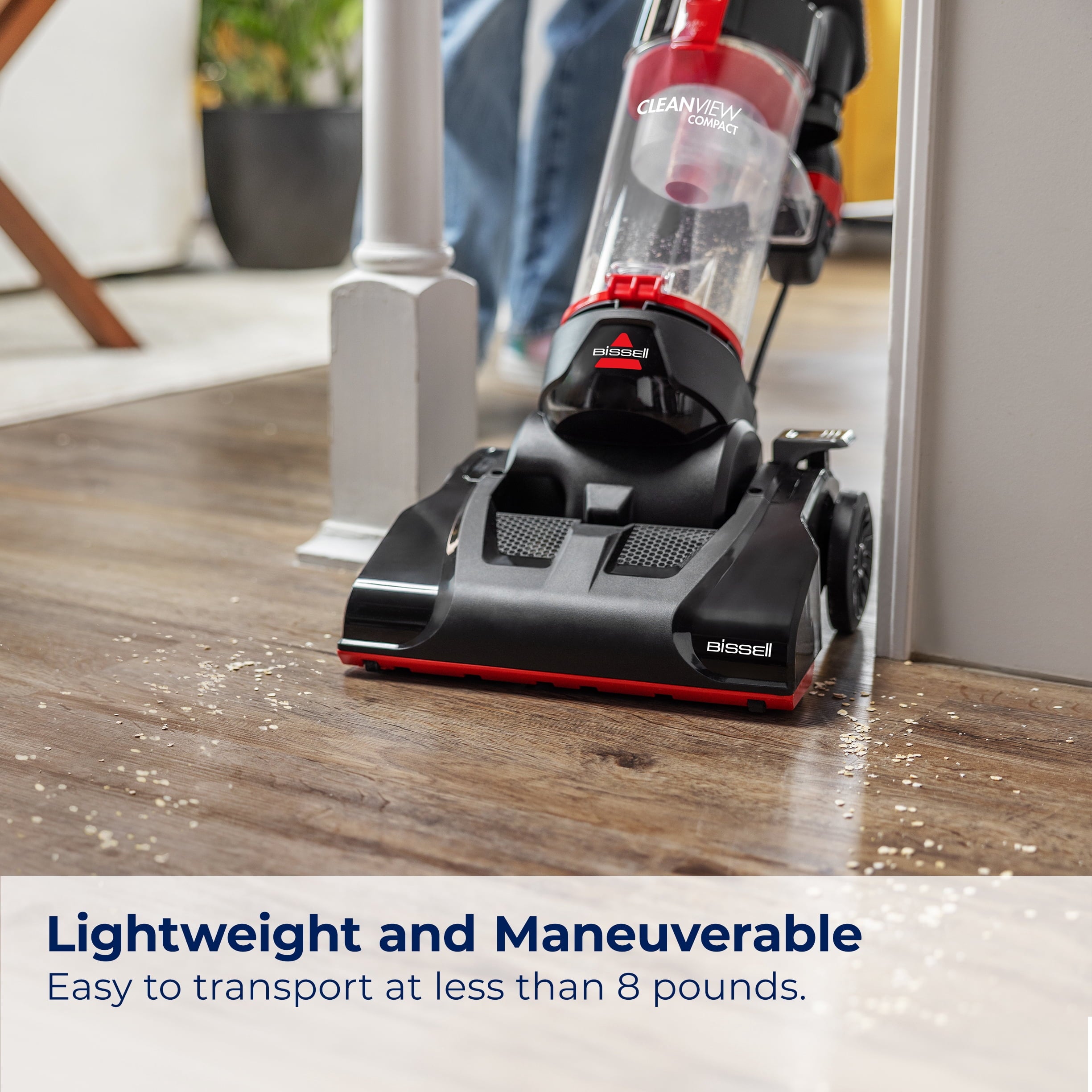 BISSELL CleanView Compact Bagless Upright Vacuum with Scatter-Free Technology - Powerful Suction, Extended Reach, Model 3508T, Red