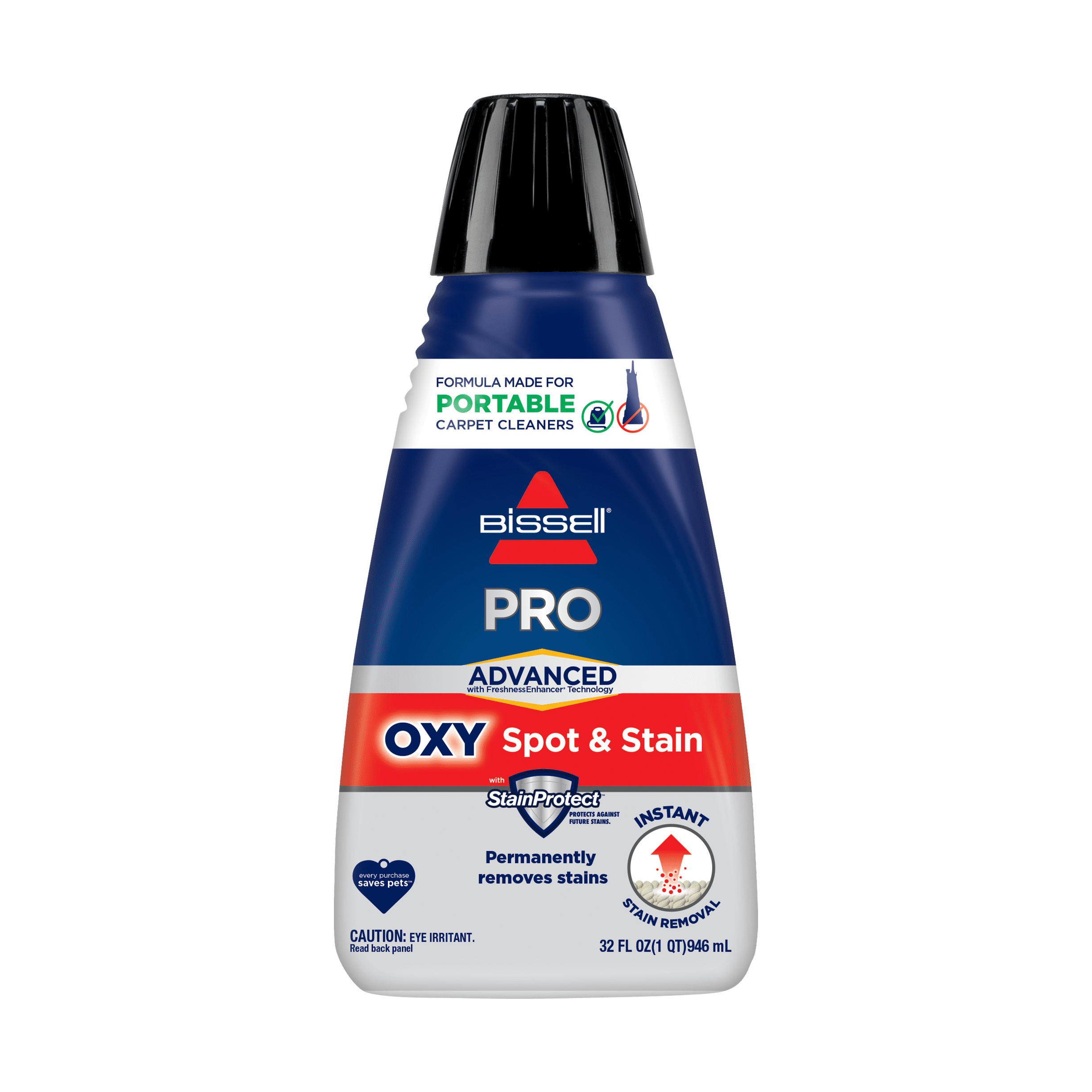 BISSELL Advanced Pro Oxy Spot and Stain Cleaner with StainProtect - Portable Deep Cleaning Formula, Fresh Scent, Removes Stains, Eliminates Odors, and Shield Carpets, 32 fl oz, 2038W - 4-Pack