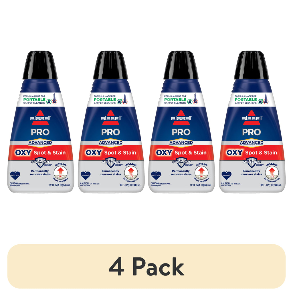 BISSELL Advanced Pro Oxy Spot and Stain Cleaner with StainProtect - Portable Deep Cleaning Formula, Fresh Scent, Removes Stains, Eliminates Odors, and Shield Carpets, 32 fl oz, 2038W - 4-Pack