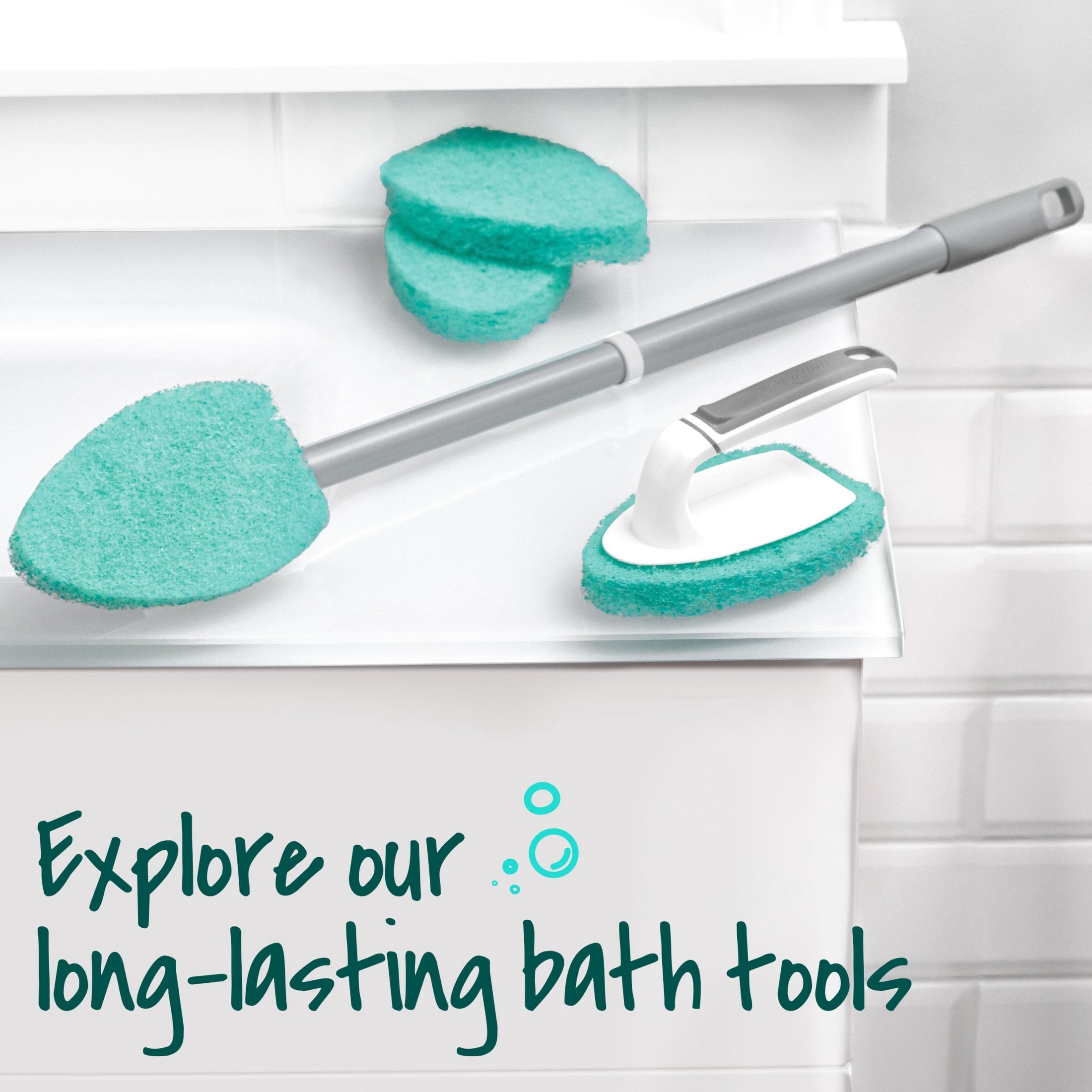 Scotch-Brite Extendable Tub & Tile Scrubber Kit - 1 Handle and 3 Non-Scratch Scrubber Pads