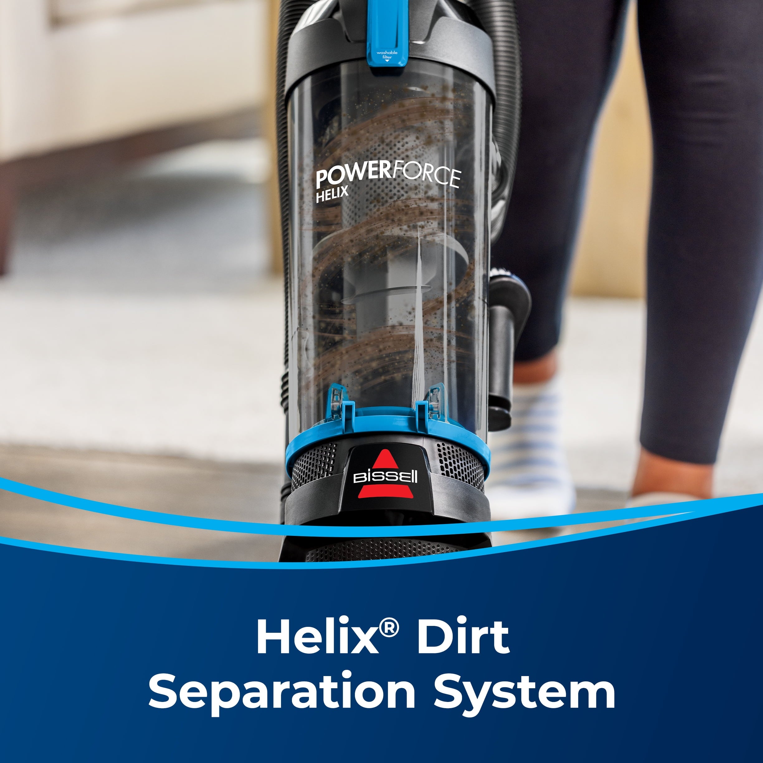 BISSELL PowerForce Helix - Bagless, Upright Vacuum, Pet Friendly, Scatter-Free Technology, Helix Dirt Separation System, Lightweight, 3313, Blue & Black