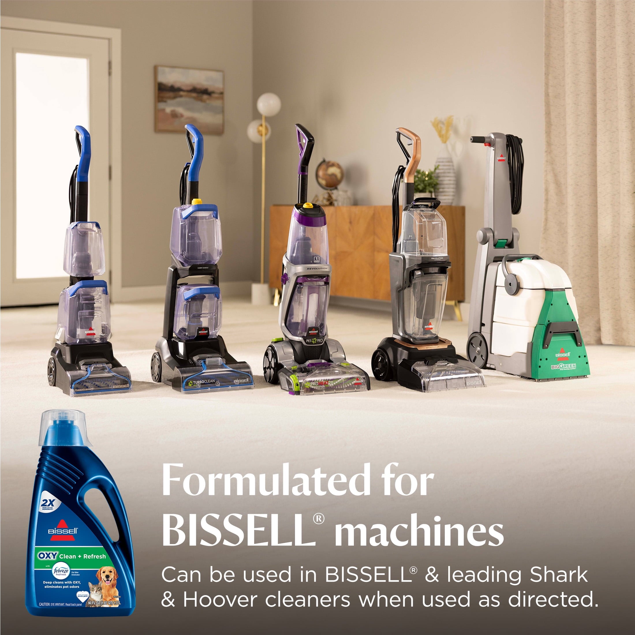 BISSELL OXY Clean + Refresh with Febreze Carpet Cleaning Solution - Fresh Scent, Best Paired with Upright Deep Cleaners, Deep Cleans with Oxy, Eliminates Pet Odors, 5959W, 60 fl oz - 2-Pack