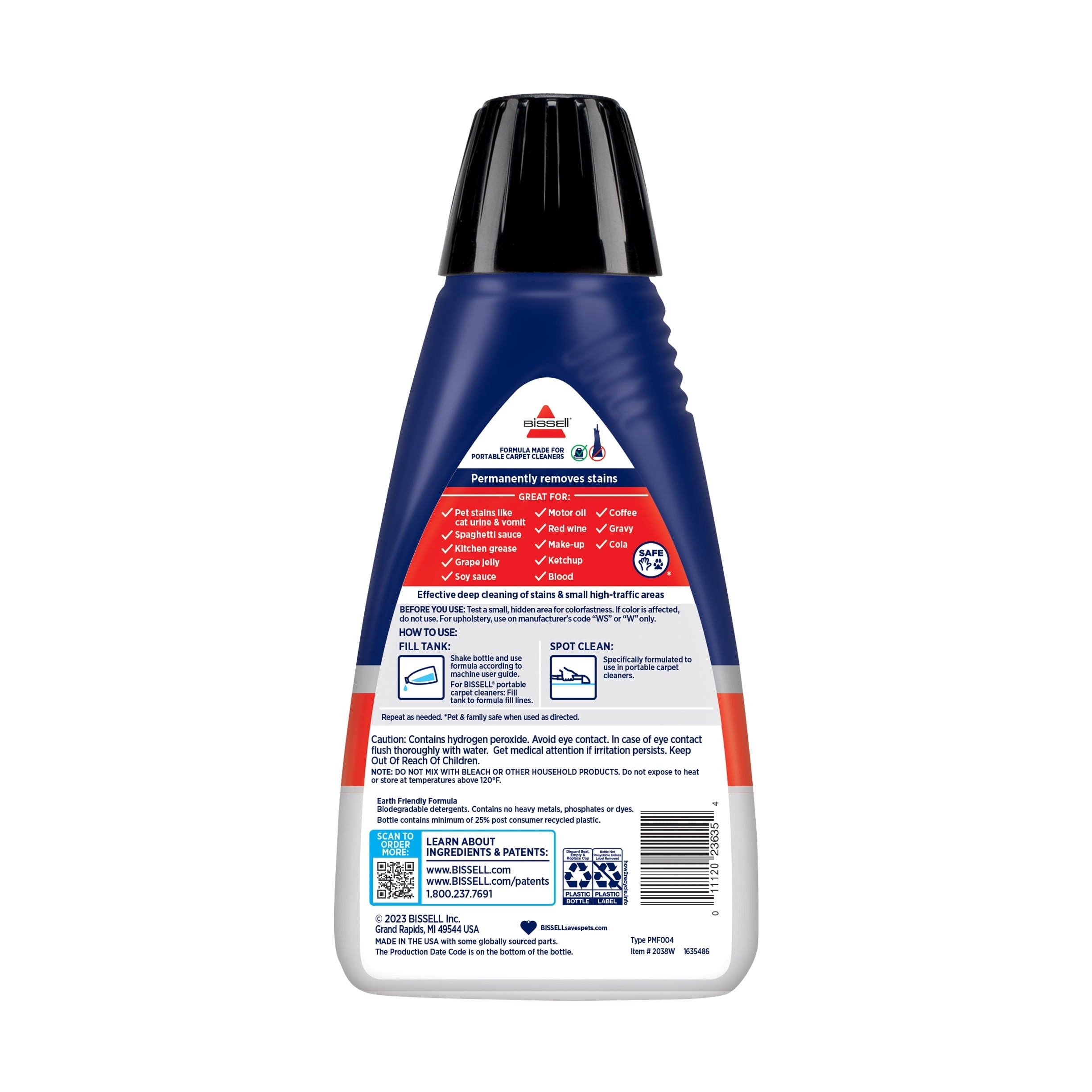 BISSELL Advanced Pro Oxy Spot and Stain Cleaner with StainProtect - Portable Deep Cleaning Formula, Fresh Scent, Removes Stains, Eliminates Odors, and Shield Carpets, 32 fl oz, 2038W - 4-Pack