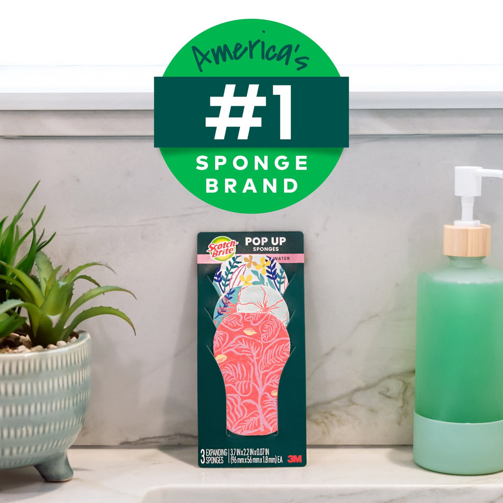 Scotch-Brite Pop Up Sponges - Expands In Water, 3 Sponges