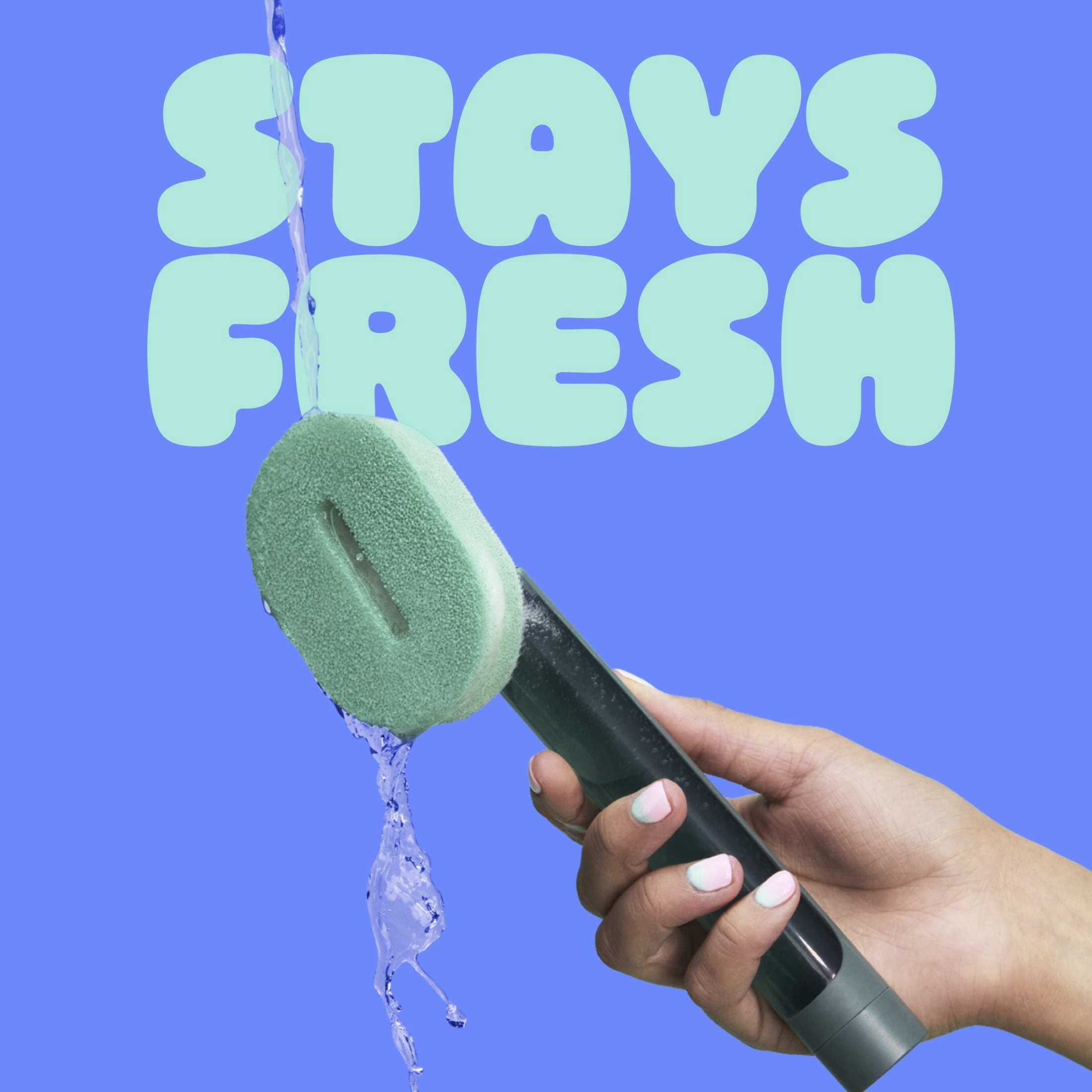 Brite by Scotch-Brite Fillable Dishwand with Drain + Dry Stand - Household and Kitchen Sponge, 1 Dishwand with Soap Dispenser