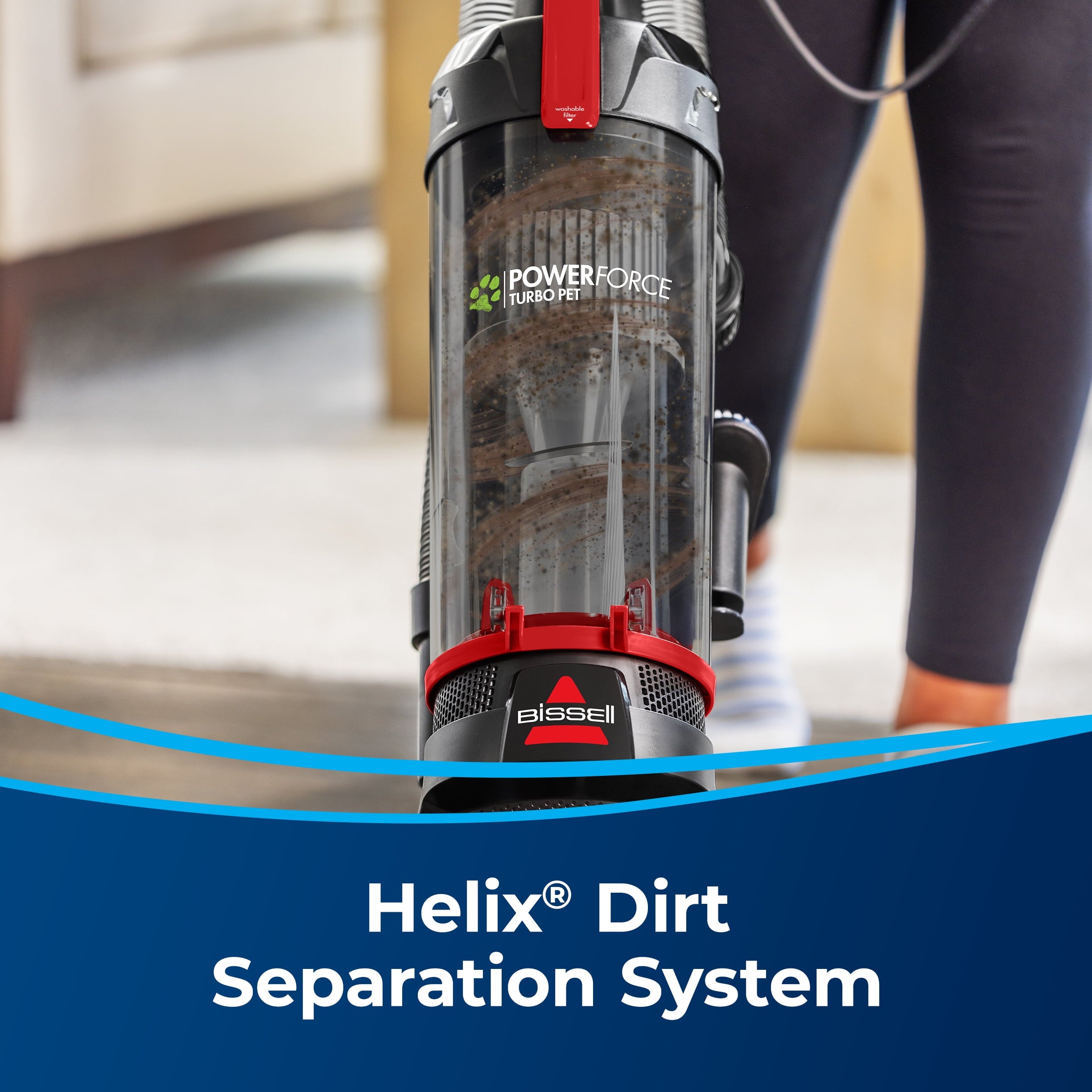 BISSELL PowerForce Helix Turbo Pet - Bagless, Upright Vacuum, Pet Friendly, Specialized Pet TurboBrush Tool, Wide Cleaning Path, Easy Empty Large Capacity Dirt tank, 3332, Black & Red