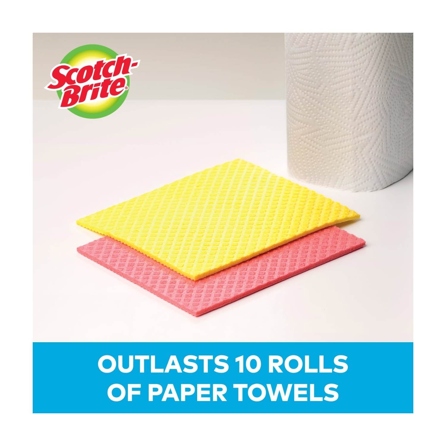Scotch-Brite Sponge Cloth - Alternative to Towels, Multicolor, 2 Clothes - 2-Pack