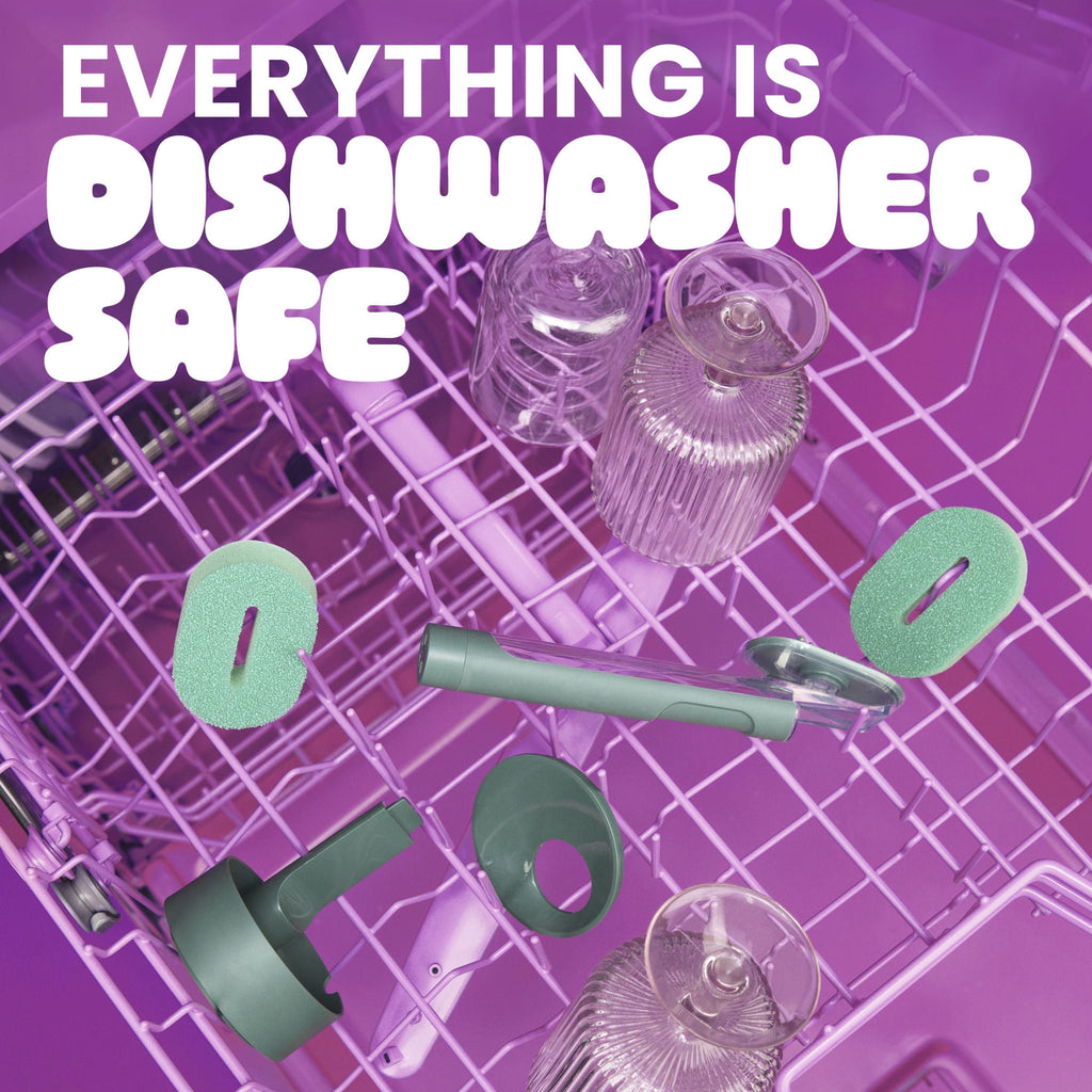 Brite by Scotch-Brite Fillable Dishwand with Drain + Dry Stand - Household and Kitchen Sponge, 1 Dishwand with Soap Dispenser