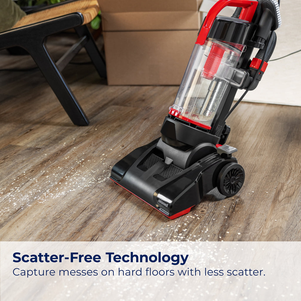 BISSELL CleanView Compact Bagless Upright Vacuum with Scatter-Free Technology - Powerful Suction, Extended Reach, Model 3508T, Red