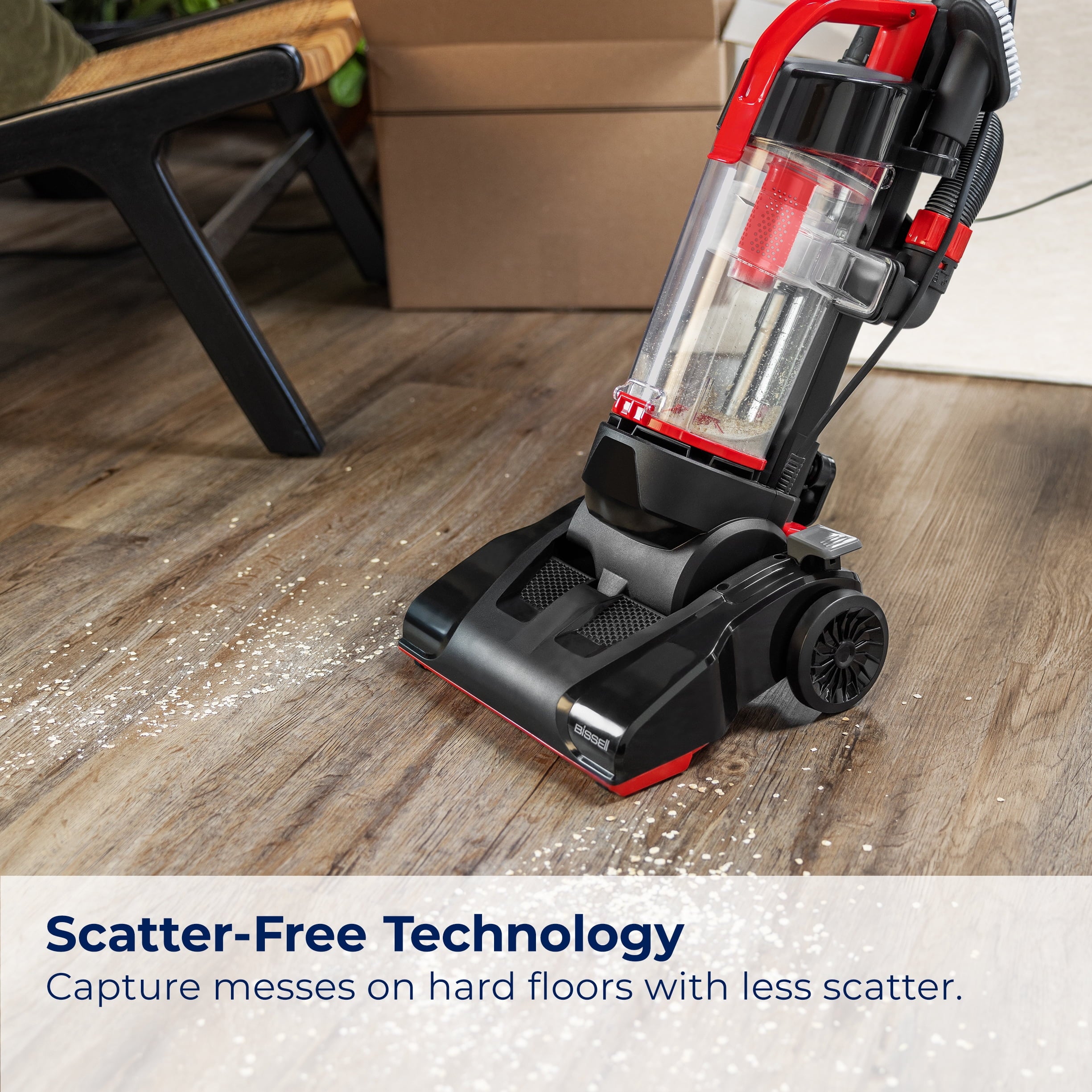 BISSELL CleanView Compact Bagless Upright Vacuum with Scatter-Free Technology - Powerful Suction, Extended Reach, Model 3508T, Red