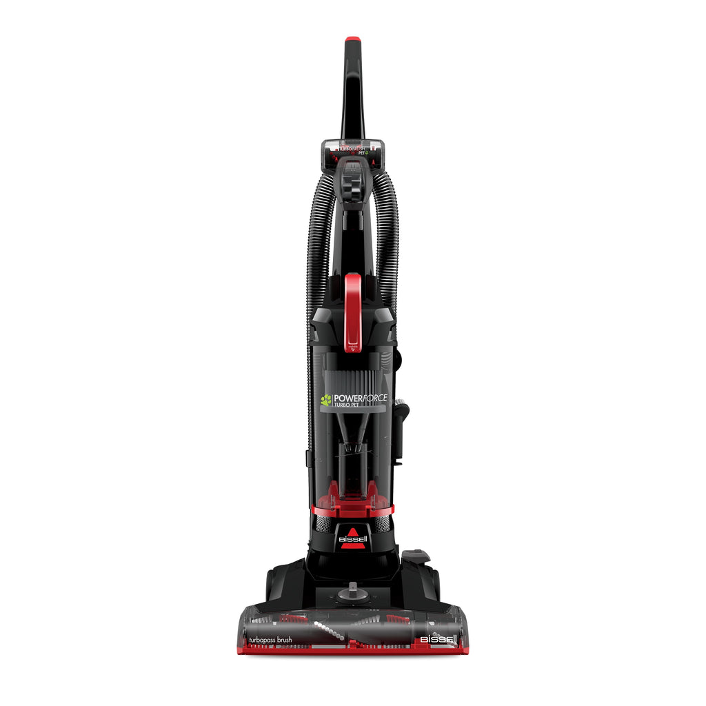 BISSELL PowerForce Helix Turbo Pet - Bagless, Upright Vacuum, Pet Friendly, Specialized Pet TurboBrush Tool, Wide Cleaning Path, Easy Empty Large Capacity Dirt tank, 3332, Black & Red