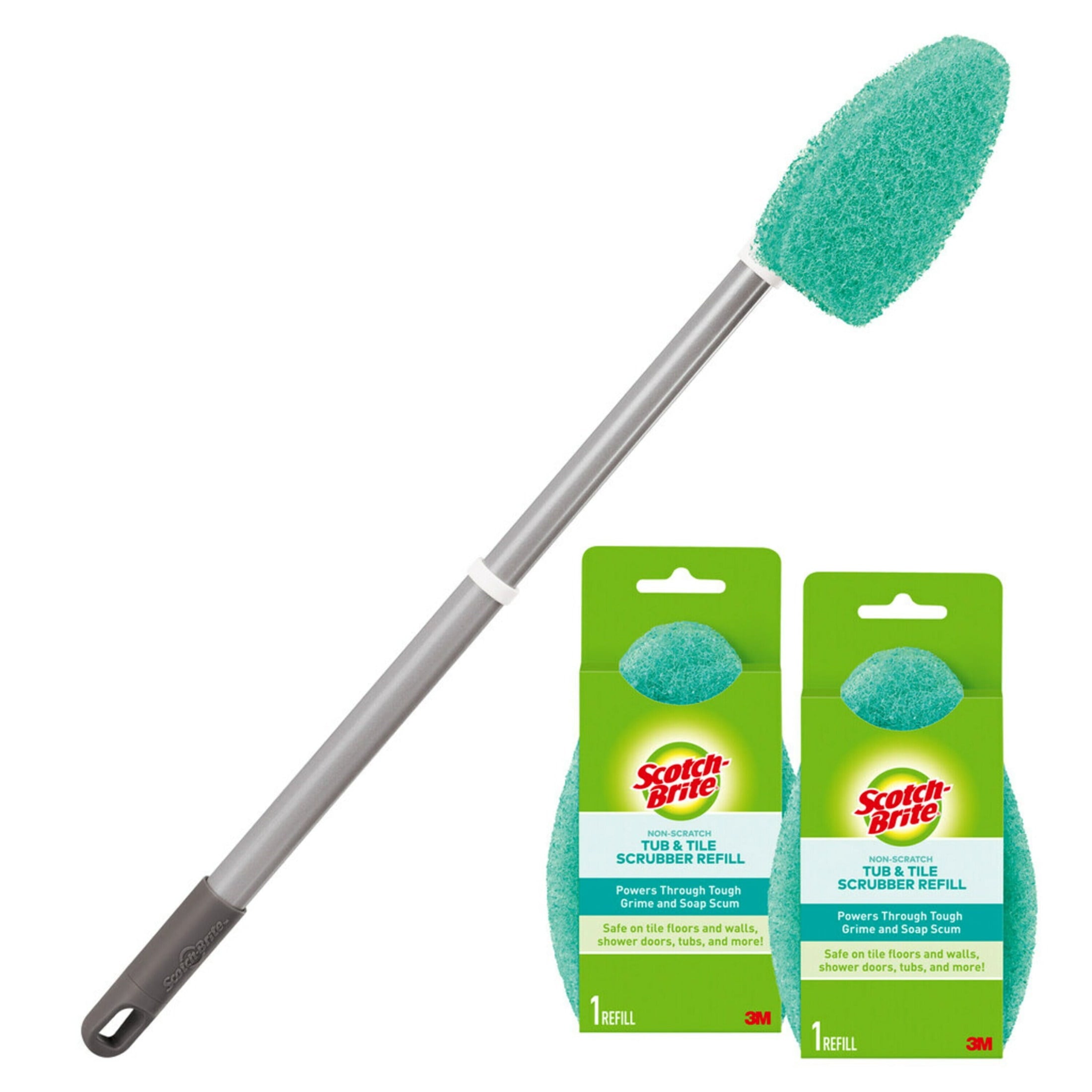 Scotch-Brite Extendable Tub & Tile Scrubber Kit - 1 Handle and 3 Non-Scratch Scrubber Pads