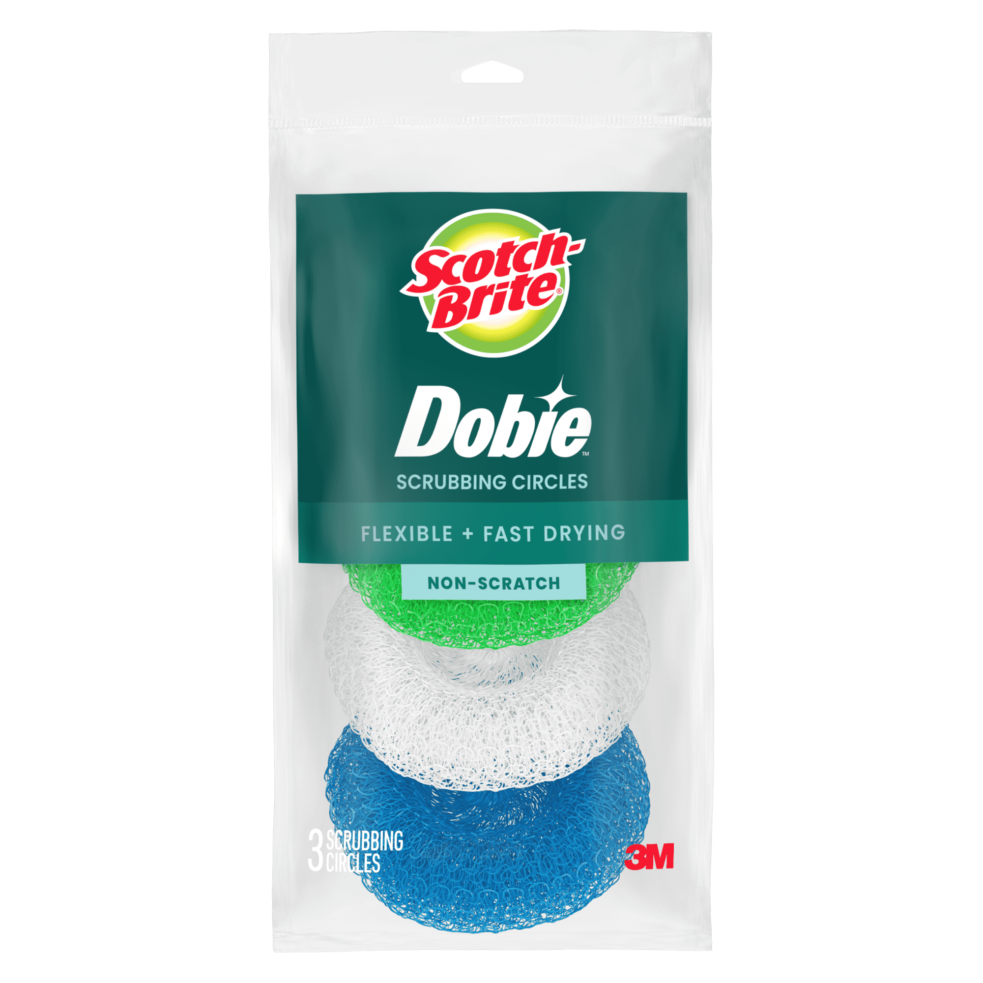 Scotch-Brite Dobie Non-Scratch Plastic Scrubbing Circles: 3-pack (Color May Vary) 215-FW