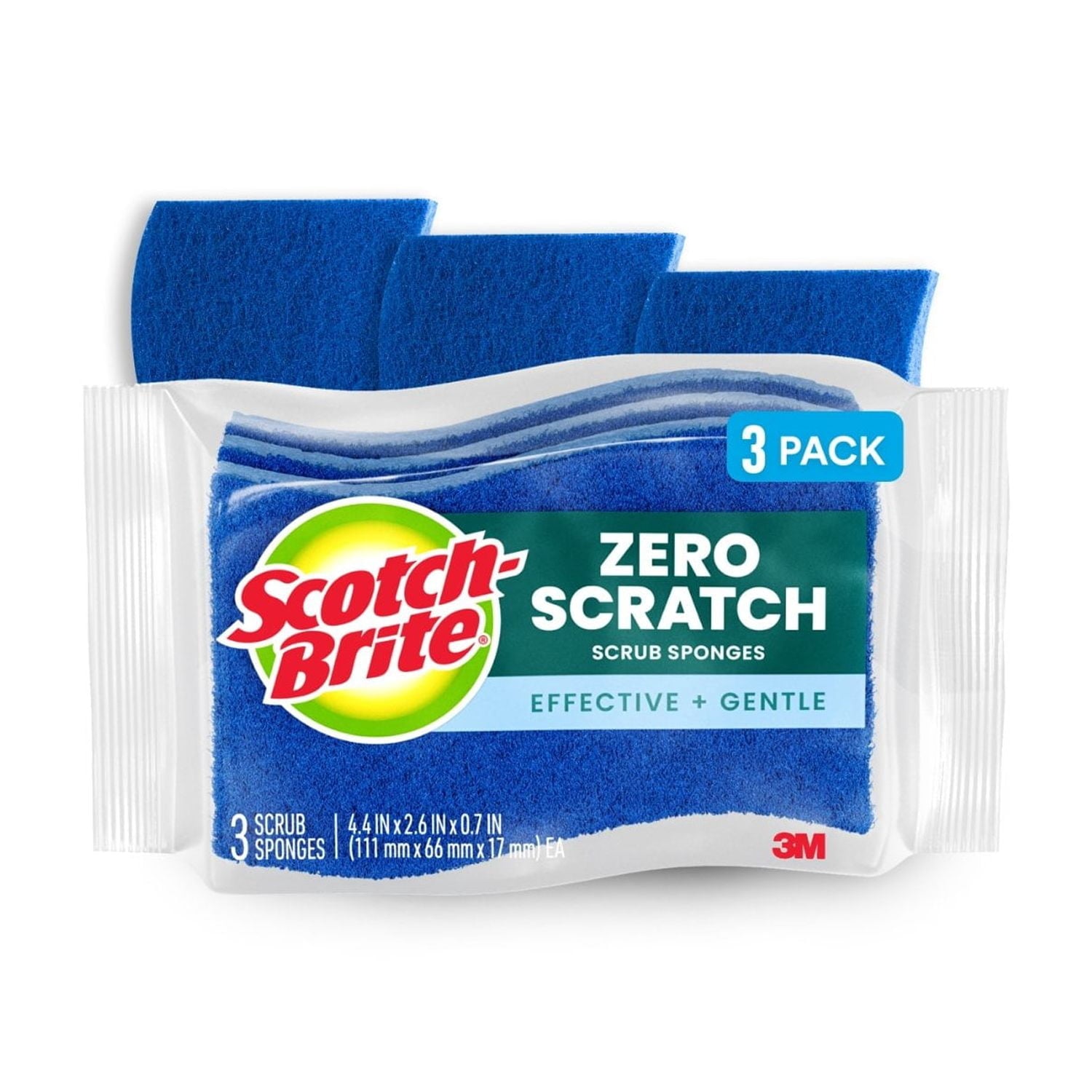 Scotch-Brite Zero Scratch - Non-Scratch, Cleaning Scrub Sponge, 3 Dish Sponges