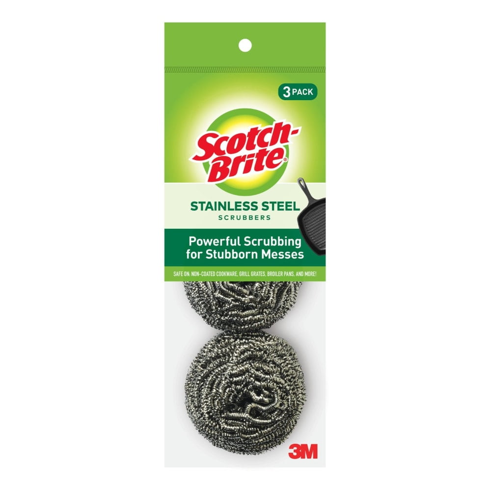 Scotch-Brite Stainless Steel Scrubbing Pads - Silver - 3 pk (Package May Vary)