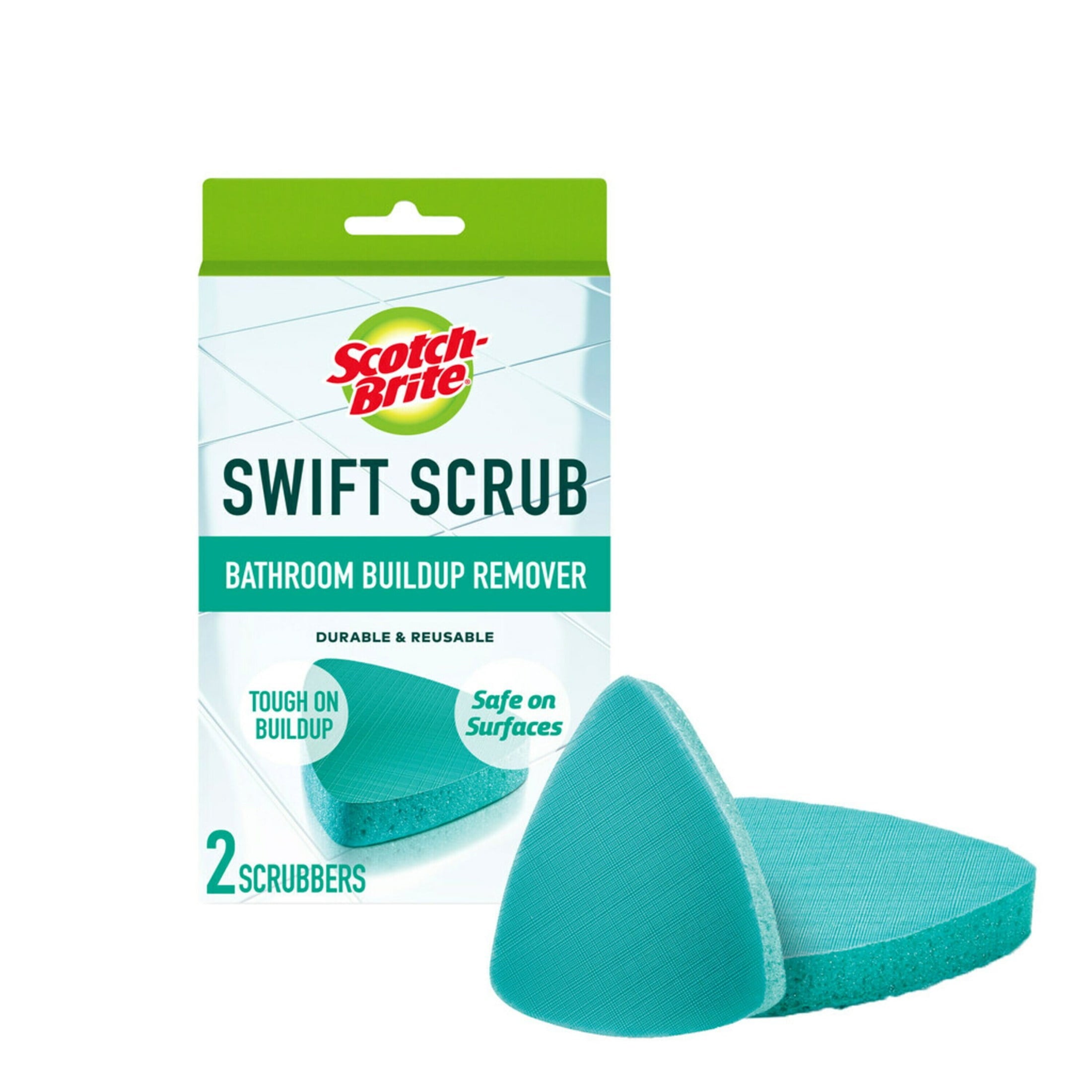 Scotch-Brite Swift Scrub Bathroom Buildup Remover - 3.8 in x 4.5 in, 2 Scrubbers
