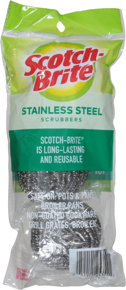 Scotch-Brite Stainless Steel Scrubbing Pads - Silver - 3 pk (Package May Vary)