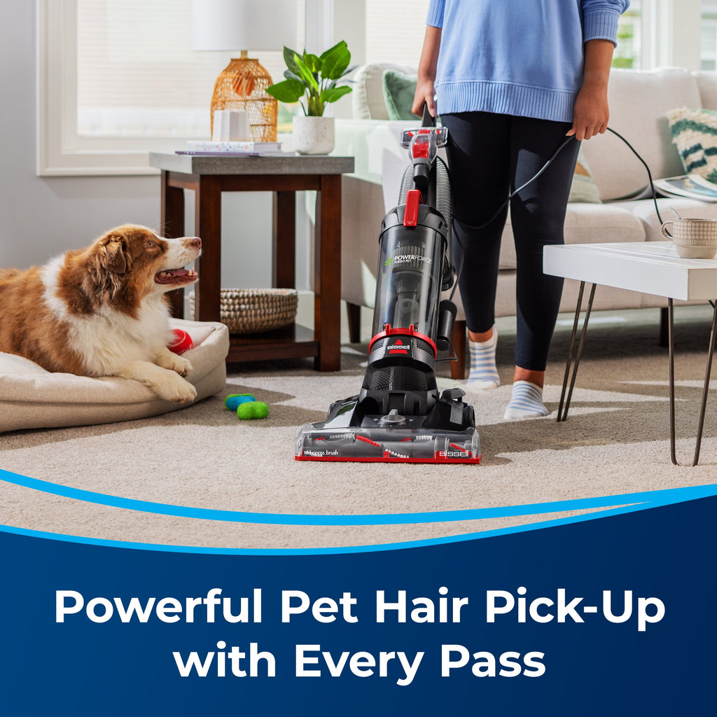 BISSELL PowerForce Helix Turbo Pet - Bagless, Upright Vacuum, Pet Friendly, Specialized Pet TurboBrush Tool, Wide Cleaning Path, Easy Empty Large Capacity Dirt tank, 3332, Black & Red