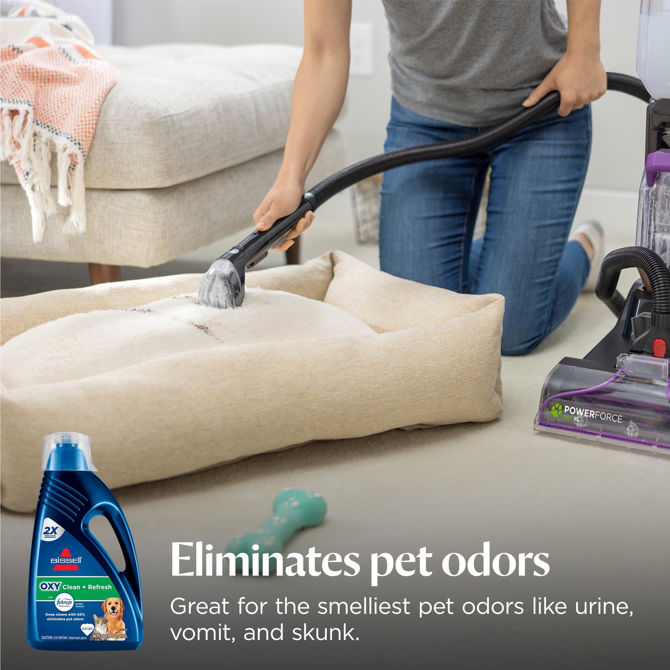 BISSELL OXY Clean + Refresh with Febreze Carpet Cleaning Solution - Fresh Scent, Best Paired with Upright Deep Cleaners, Deep Cleans with Oxy, Eliminates Pet Odors, 5959W, 60 fl oz - 2-Pack