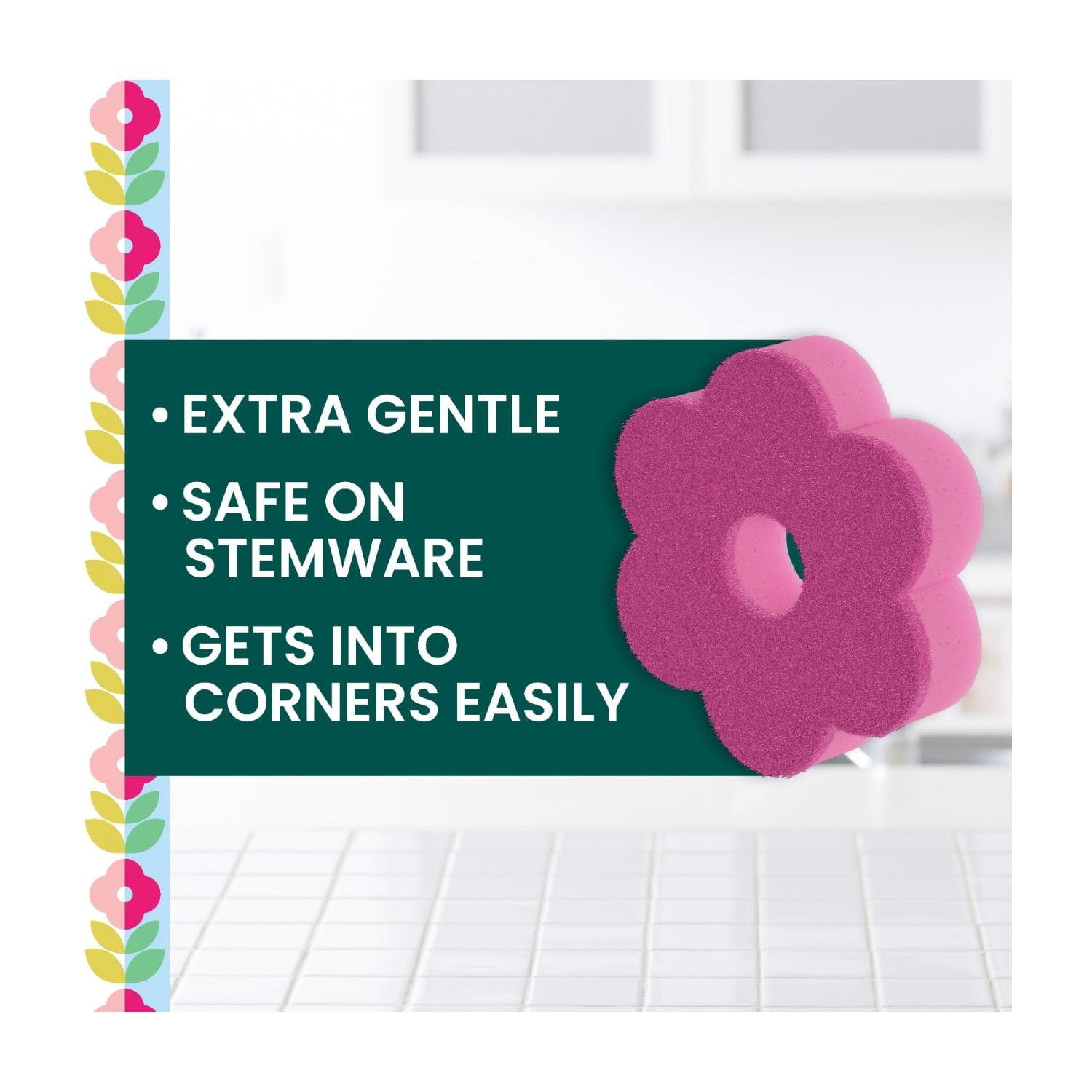 Scotch-Brite Brite Blooms Collection - 2 Extra Gentle Scrub Sponges and 4 Dobie Non-Scratch Sponges