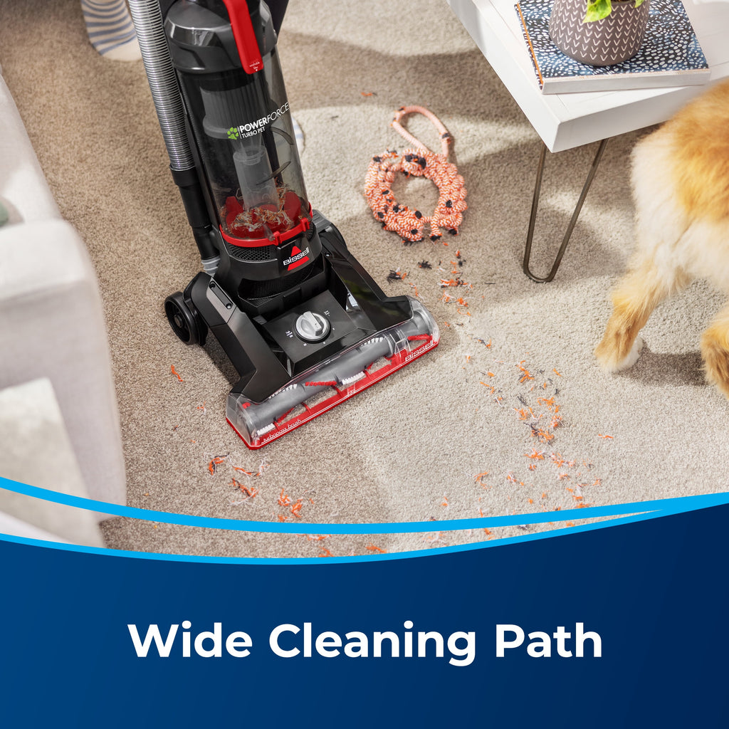 BISSELL PowerForce Helix Turbo Pet - Bagless, Upright Vacuum, Pet Friendly, Specialized Pet TurboBrush Tool, Wide Cleaning Path, Easy Empty Large Capacity Dirt tank, 3332, Black & Red