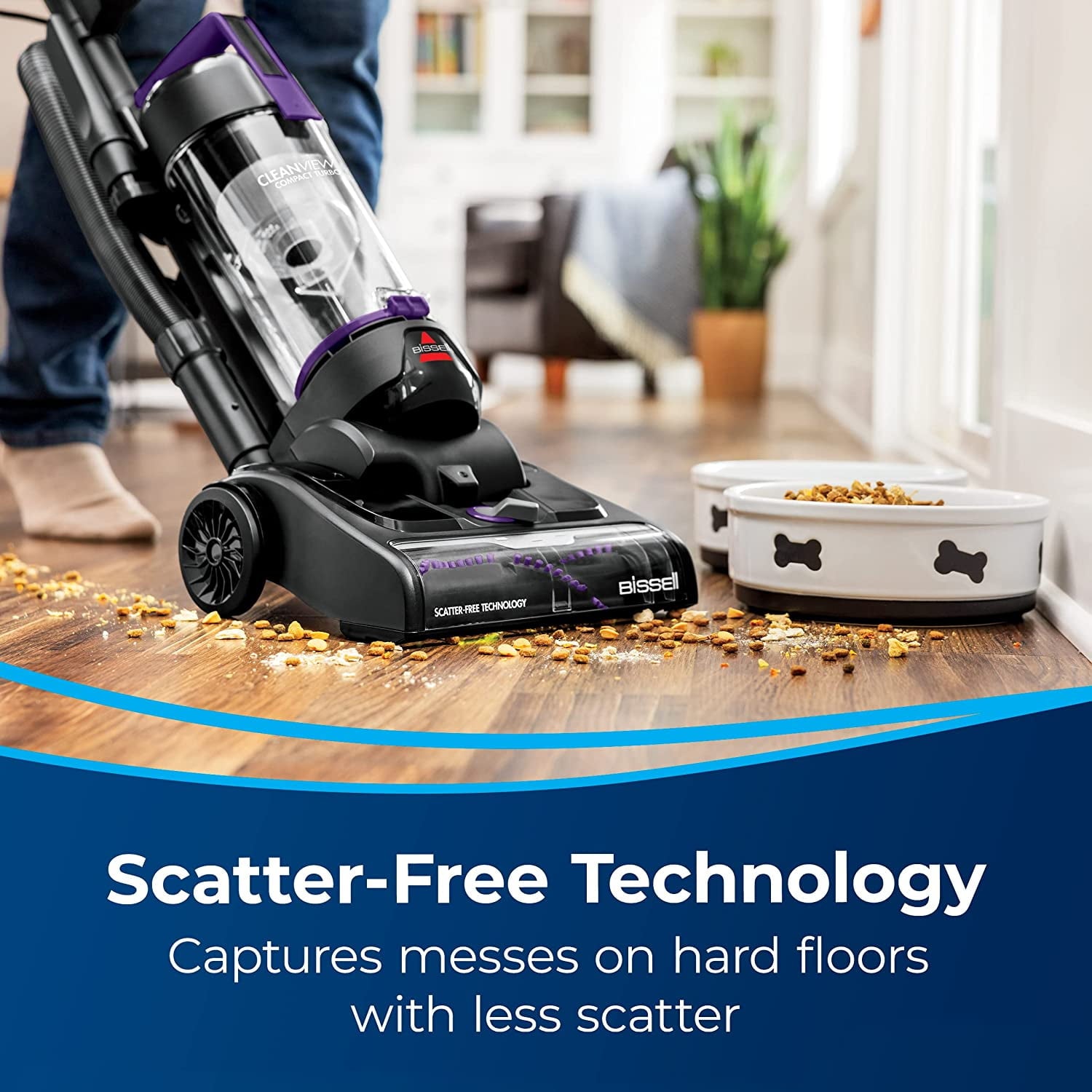 BISSELL CleanView Compact Turbo Bagless - Corded, Compact Vacuum, Lightweight, Scatter-Free Technology, Extension Wand, Model 3437