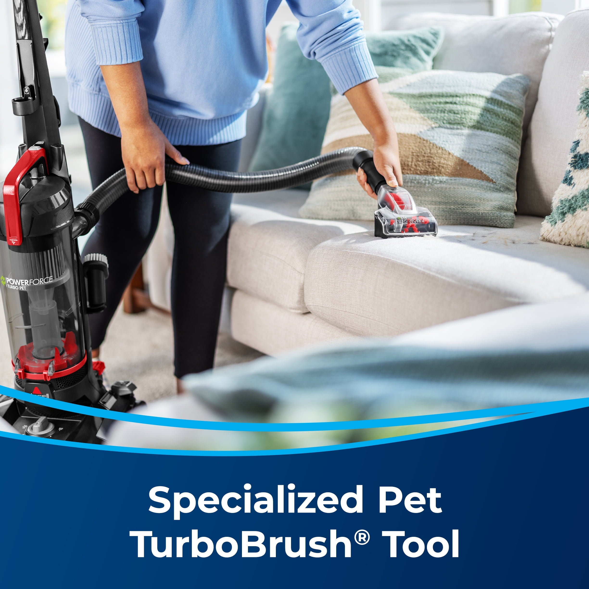 BISSELL PowerForce Helix Turbo Pet - Bagless, Upright Vacuum, Pet Friendly, Specialized Pet TurboBrush Tool, Wide Cleaning Path, Easy Empty Large Capacity Dirt tank, 3332, Black & Red