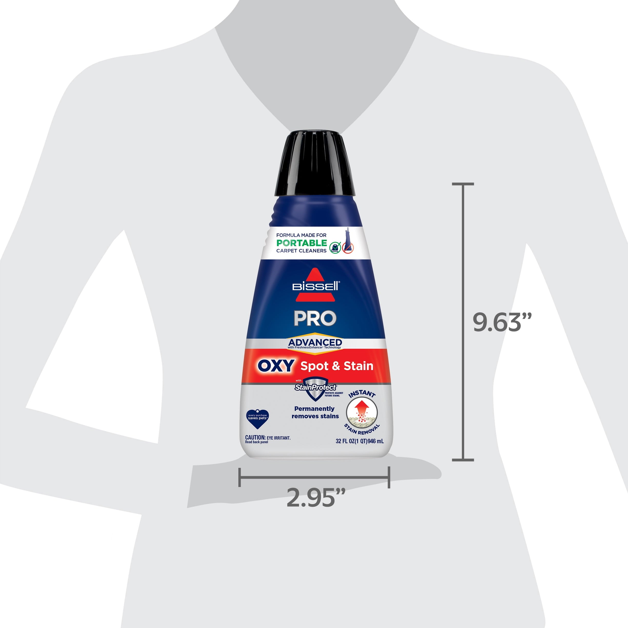 BISSELL Advanced Pro Oxy Spot and Stain Cleaner with StainProtect - Portable Deep Cleaning Formula, Fresh Scent, Removes Stains, Eliminates Odors, and Shield Carpets, 32 fl oz, 2038W - 2-Pack